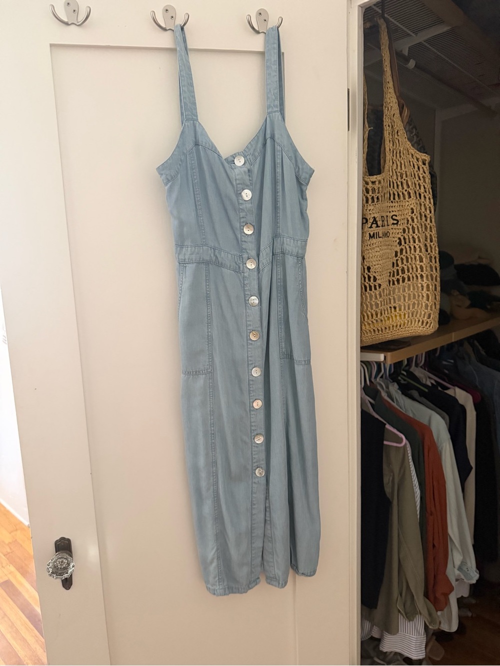 lovestitch Light Blue Button-Front Midi Dress